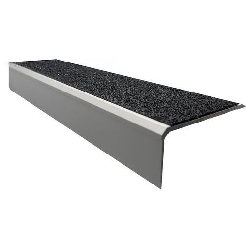 Wattelez - Nez de marche cornière grand bord sifflet - Aluminium Noir 1500mm - Antidérapant Intérieur/Extérieur