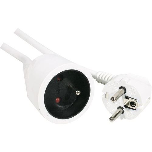Rallonge secteur tripolaire Blanc 5m - Puissance 3.68W - Idéal pour vos appareils