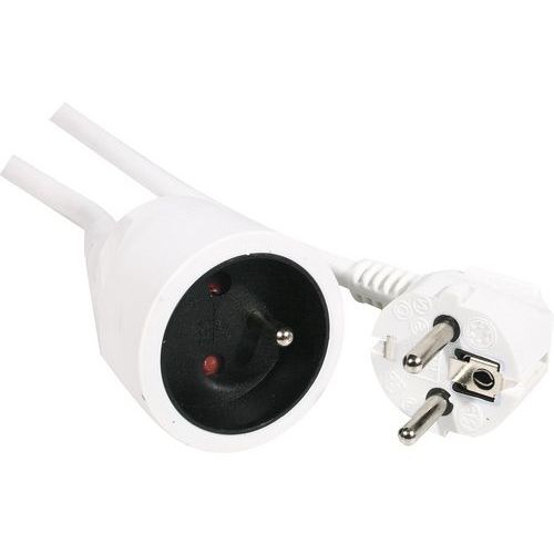 Rallonge secteur tripolaire Blanc 10m - Haute puissance 3.68W - Idéale pour le multimédia