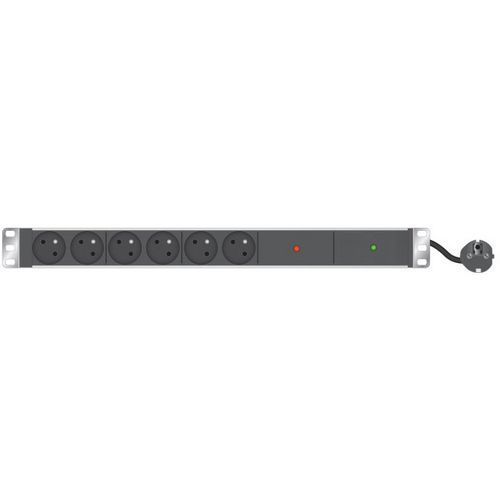 Multiprise 6 prises avec fusible et parafoudre - Noir - 1.5m - 3680W
