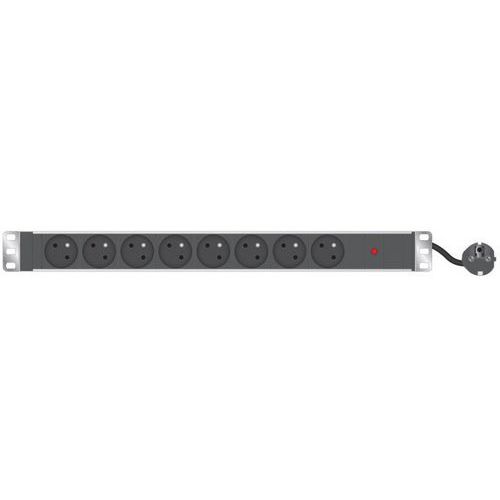Multiprise 8 prises avec fusible réarmable - Blanc/Noir - 3680W - Câble 2.3m - Idéal pour bureau