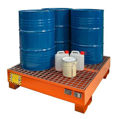 Palettes De Rétention En Acier Orange - 206 L