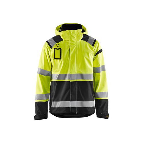 Veste Hardshell Stretch 2d Haute Visibilité Jaune Fluo Noir