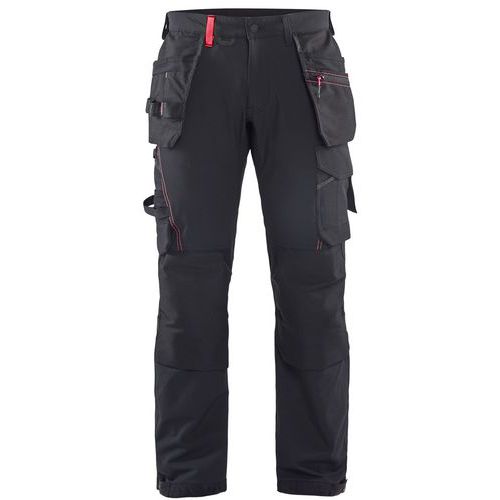 Pantalon De Travail Artisan Stretch 4d Noir/rouge C46