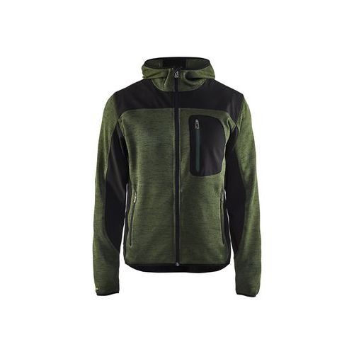Veste De Travail Tricotée à Capuche Vert Armée Noir