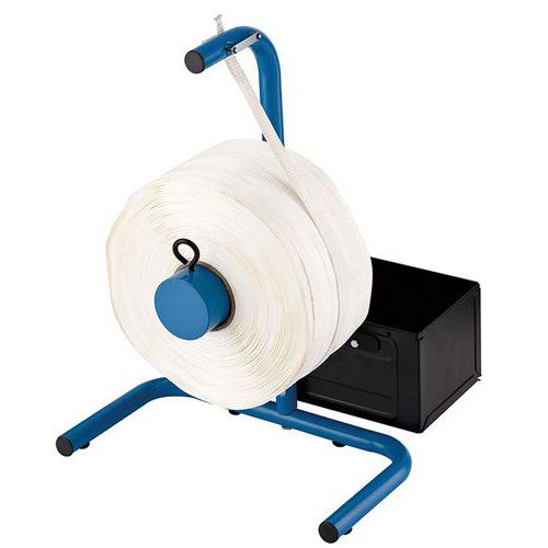 Stockman - Dévidoir Feuillard Textile Bleu - 40mm Largeur Max - 4kg Léger et Portable - Idéal Cerclage Petit Volume