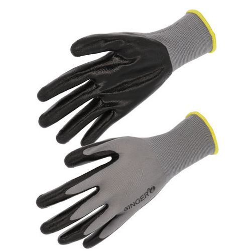 Singer Safety - Gant de manutention enduction nitrile lisse - Taille 6 - Protection mécanique - Jauge 13