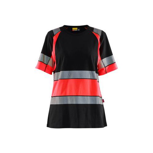 T-shirt Haute Visibilité Classe 1 Pour Femme Noir Et Rouge