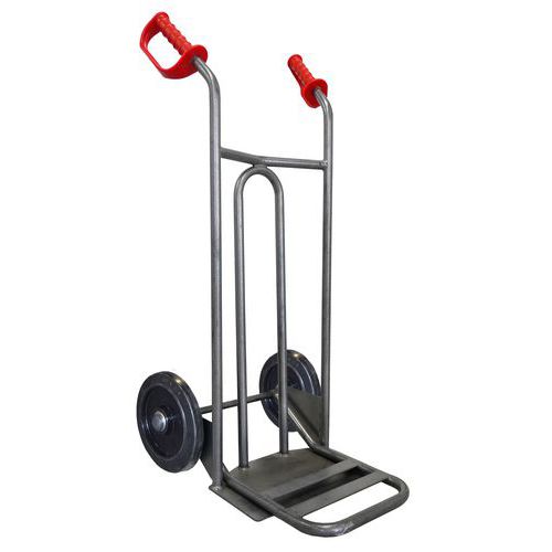 Stockman - Diable Acier Incurvé 250 kg - Roues Caoutchouc Plein 260 mm - Bavette Rabattable - Gris