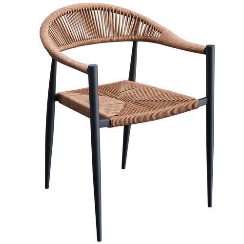 Fauteuil Exterieur - Alu - Tressage Paille - Amsterdam