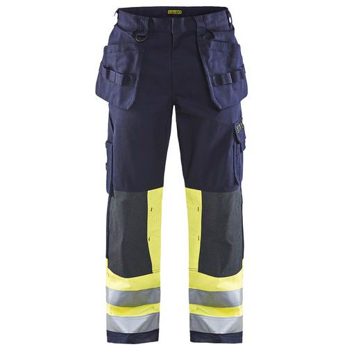 Pantalon De Travail Artisan Multinormes Marine Jaune Fluo D120