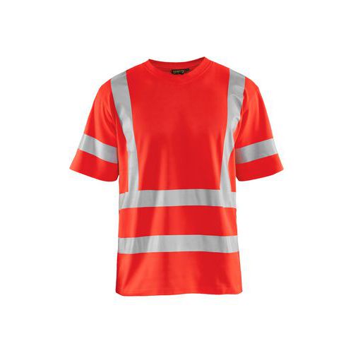 T-shirt Haute Visibilité Col V Rouge Fluo