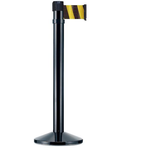 Viso - Poteau intérieur avec sangle rétractable 4m Noir/jaune - Usage collectivité - 103.8cm hauteur