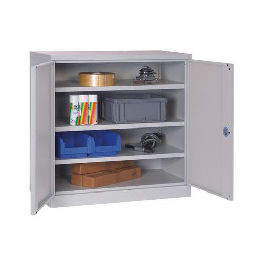 Armoire Atelier 1000x1000 - 3 Tablettes - Gris Clair