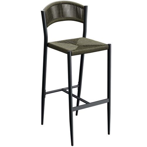 Tabouret Extérieur - Alu - Tressage Olive - H76 - Breda
