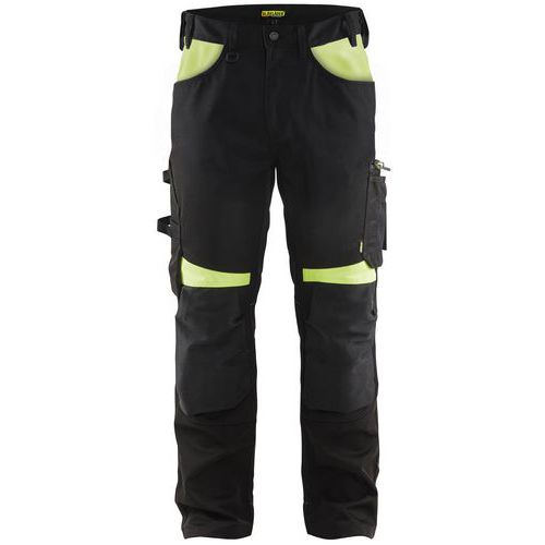 Pantalon De Travail Artisan Sans Poches Flottantes Noir/jaune Fluo C62