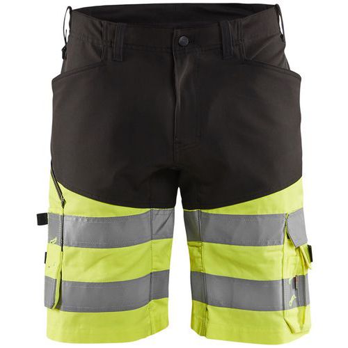 Short Haute Visibilité Avec Stretch Noir Et Jaune Fluo