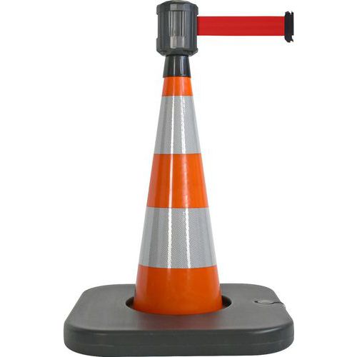 Cône 70 Cm Orange Base À Lester Avec Sangle 2mx5cm Rouge