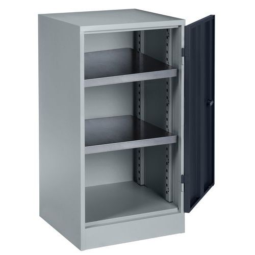 Sofame - Armoire d'atelier 2 étagères - Acier Gris Clair/Bleu - 945x500x500mm - Charge 300kg - Livrée montée
