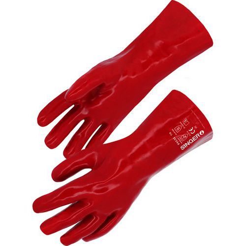 Singer Safety - Gants de protection chimique PVC PVC35 - Taille 10 - Longueur 350mm - Rouge - Protection Mécanique