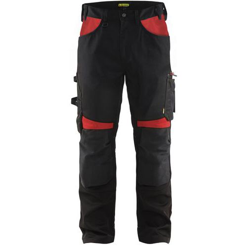 Pantalon De Travail Artisan Sans Poches Flottantes Noir/rouge C46