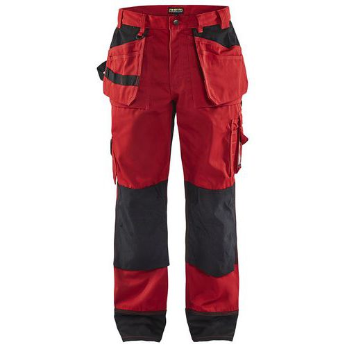 Pantalon De Travail Artisan Bicolore Poches Flottantes Rouge/noir C56