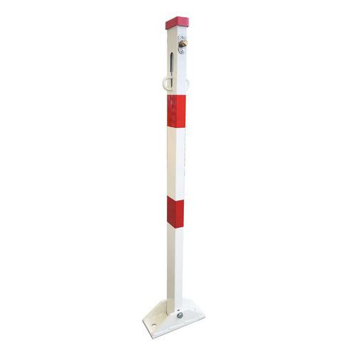 Viso - Poteau de parking rabattable avec serrure pompier - Rouge/blanc - 940mm - Sécurité et praticité