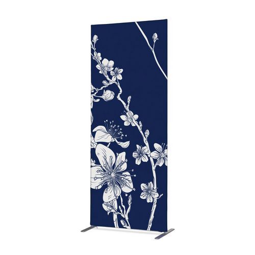 Cloison Déco En Tissu 100-200 Fleurs De Cerisier Japonais Abstraites Bleues
