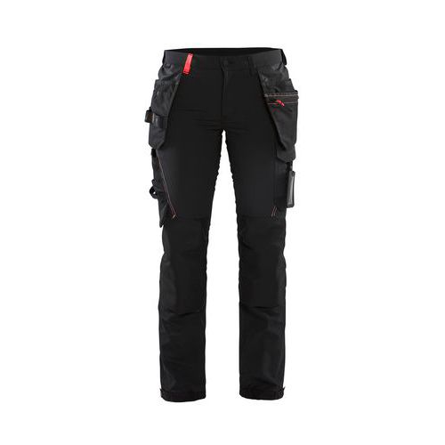 Pantalon De Travail Artisan Stretch 4d Femme Noir/rouge D20